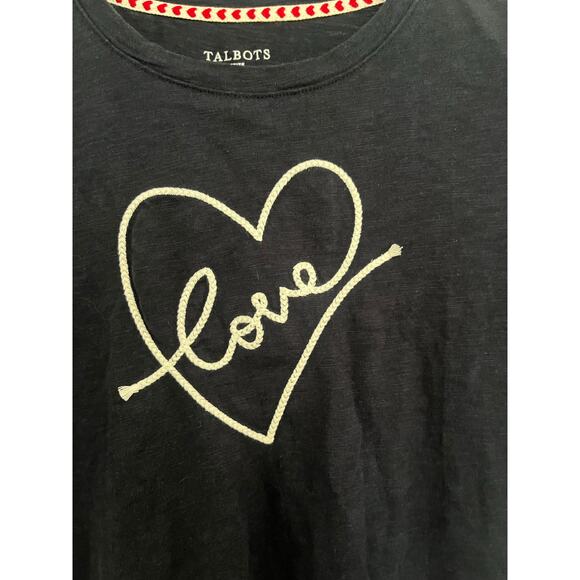 Talbots women’s crewneck top Sz. S Petite navy heart embroidery NWOT - Picture 4 of 9